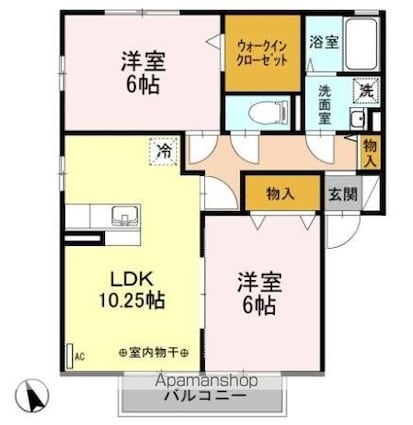 フォレスト・コート　Ａ[2LDK/55.44m2]の間取図