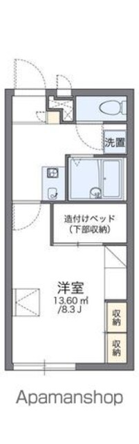 レオパレスエスポワール河内[1K/22.7m2]の間取図