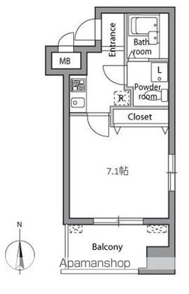 レジディア神楽坂[1K/22.26m2]の間取図
