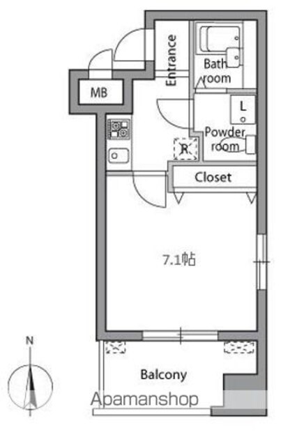 レジディア神楽坂[1K/22.26m2]の間取図