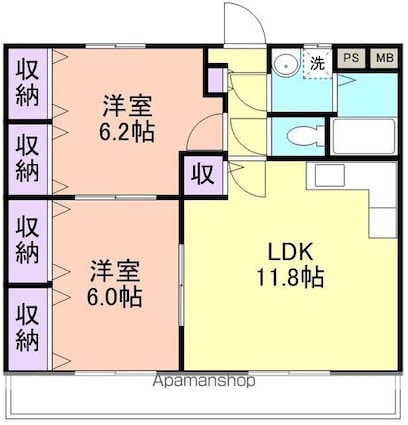 和歌山県和歌山市本脇[2LDK/56.85m2]の間取図
