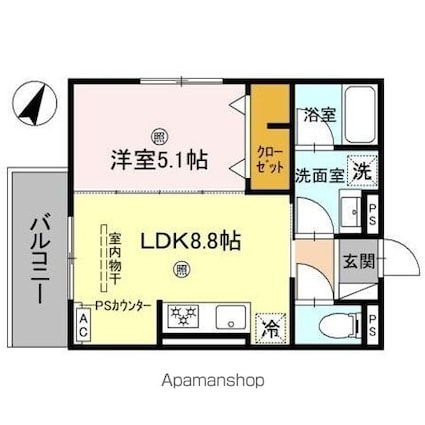 ピオーネ荘[1LDK/35.27m2]の間取図