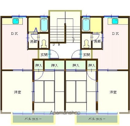 スカイコーポⅠ[2DK/41m2]の間取図