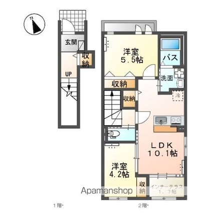 仮）阿見町阿見アパート[2LDK/55.66m2]の間取図
