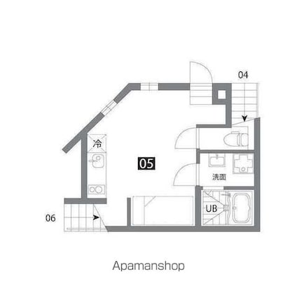 カラスヤマテラスＥＷ[1R/22.25m2]の間取図