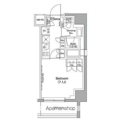 ザ・パークハビオ駒込[1K/25.16m2]の間取図