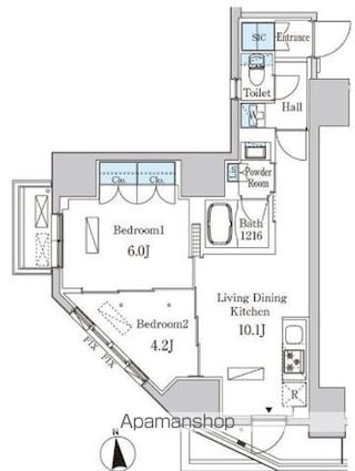 ルジュール神田須田町[2LDK/45.57m2]の間取図