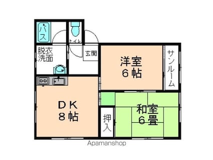 コーポしゅんよう[2DK/48.44m2]の間取図