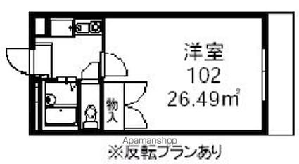 レオパレスＷＡＤＡ[1K/26.49m2]の間取図