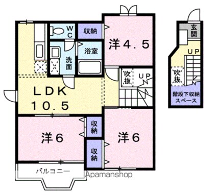 茨城県土浦市木田余西台[3LDK/65.57m2]の間取図