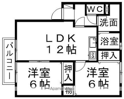 ボナール安岡[2LDK/55.41m2]の間取図