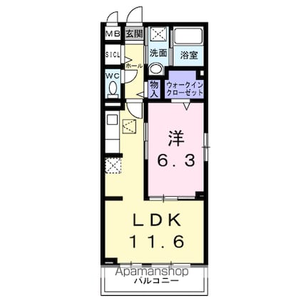 ルーチェ[1LDK/42.59m2]の間取図