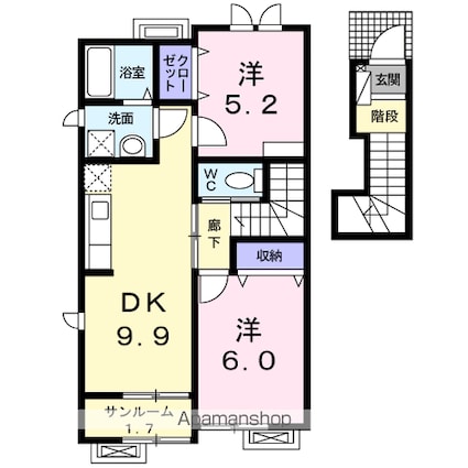 福井県坂井市春江町江留上新町[2DK/55.09m2]の間取図