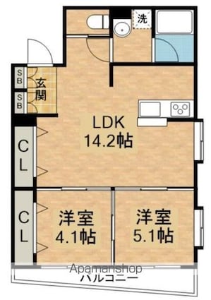 Ｐａｒｋｓｉｄｅ　Ｒｅｓｉｄｅｎｃｅ[2LDK/53.27m2]の間取図