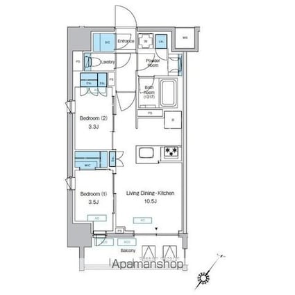 プレディアコート大森山王[2LDK/44.3m2]の間取図