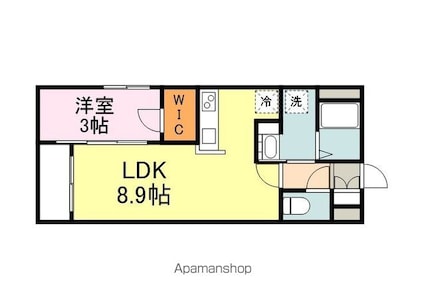 広島県福山市手城町４丁目[1LDK/29.8m2]の間取図
