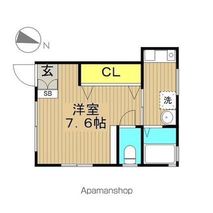 ウッドハウス彩[1K/22.66m2]の間取図