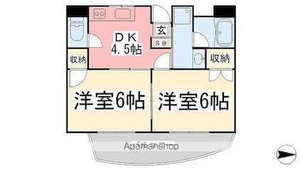 アップルリング[2DK/38.34m2]の間取図