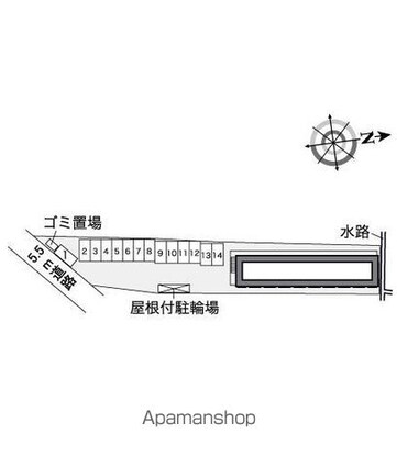 レオパレスブルーレイク唐崎[1K/20.28m2]の配置図
