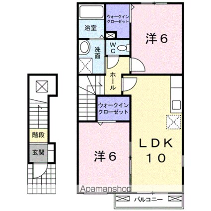 ハーベストホーム弐番館　Ⅰ[2LDK/54.85m2]の間取図