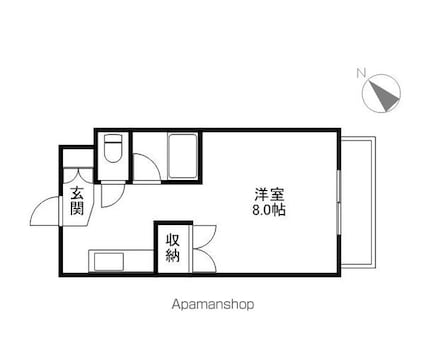 カルテットＫＯＢＯＲＩ　Ａ棟[1K/25m2]の間取図