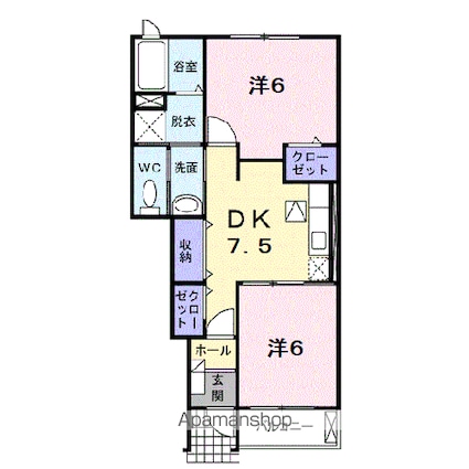 広島県府中市高木町[2DK/46.49m2]の間取図