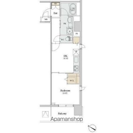 カスタリア人形町Ⅲ[1DK/37.78m2]の間取図
