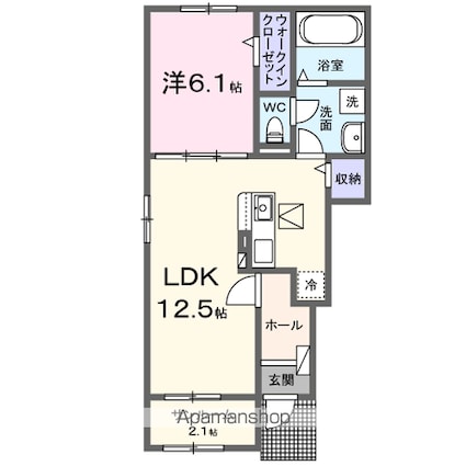 カーサ　アザレア　栗森[1LDK/48.15m2]の間取図