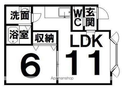 ピアヒルズⅡ[1LDK/38.16m2]の間取図