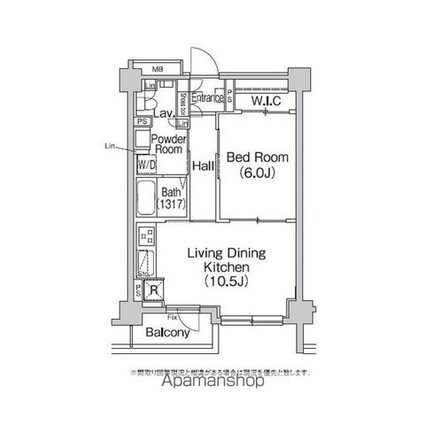 コンフォリア市谷薬王寺[1LDK/43.96m2]の間取図