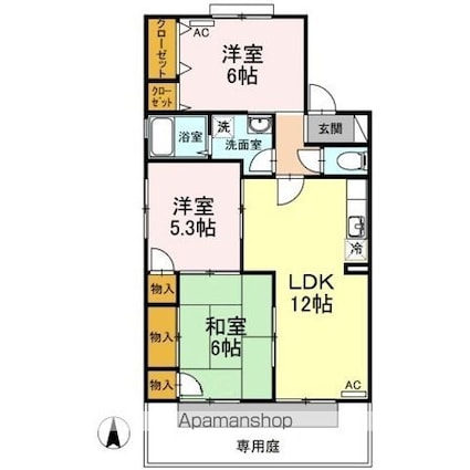 エスポワール３４　Ｂ棟[3LDK/65.47m2]の間取図