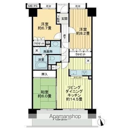 サーパスシティ栗林[3LDK/77.51m2]の間取図