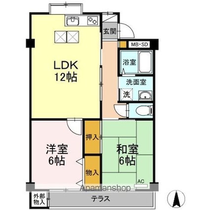 アパートメント・ひろ[2LDK/55m2]の間取図