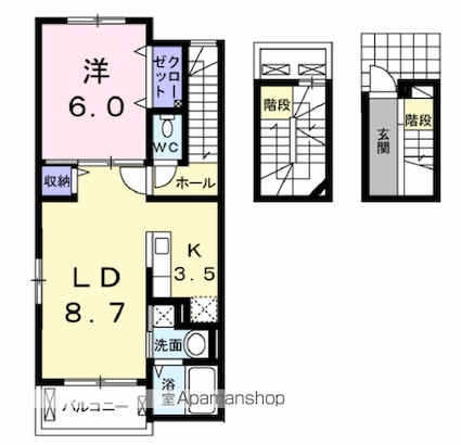 ルミナスハイム八山田Ⅱ[1LDK/53m2]の間取図
