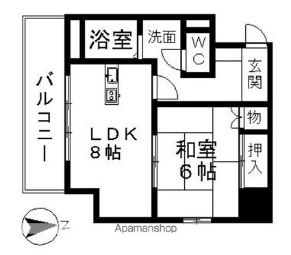 Ｋ・Ｐｏｉｎｔ　Ｂｌｄｇ[1DK/39.77m2]の間取図