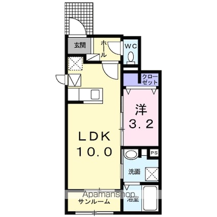 マ・メゾン土器　Ⅱ[1LDK/36.22m2]の間取図