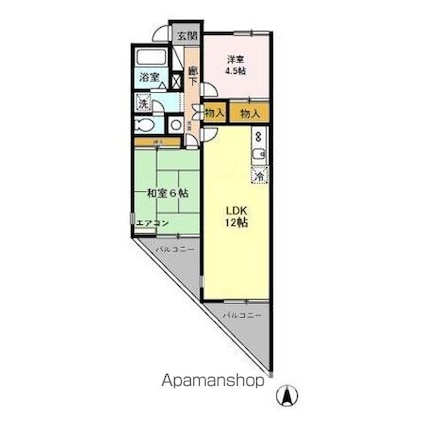 ヴューラーみつわ台　Ｅ[2LDK/52.79m2]の間取図