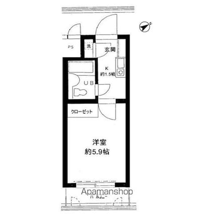 アーバン・ドヌール[1K/16.64m2]の間取図