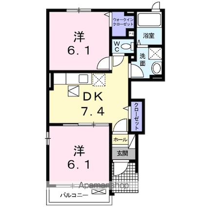 メゾン・ラフレシールＡ[2DK/44.75m2]の間取図