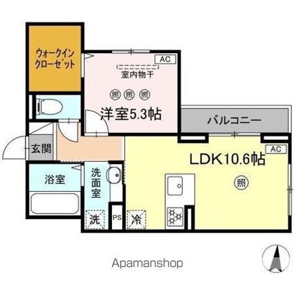 ｃａｍｐｈｏｒａＩ[1LDK/42.65m2]の間取図
