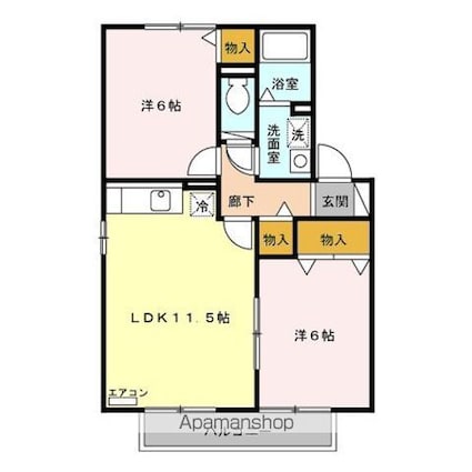 サンク・クレール　ＡＢＣ[2LDK/53.76m2]の間取図