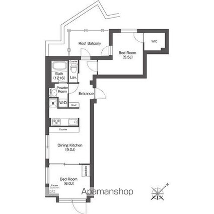 エスタート大井町フォレスト[2DK/53.5m2]の間取図