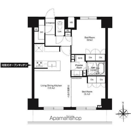 ＨＦ正光寺赤羽レジデンスⅡ[2LDK/55.72m2]の間取図