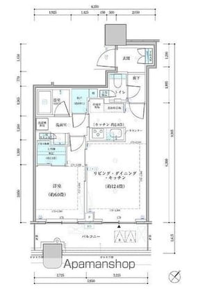 パークタワー勝どき　サウス棟[1LDK/47.21m2]の間取図