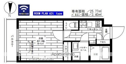 ＢＲＥＥＺＥ　ＭＡＩＳＯＮ　ＨＩＫＡＷＡＤＡＩ[1K/25.77m2]の間取図