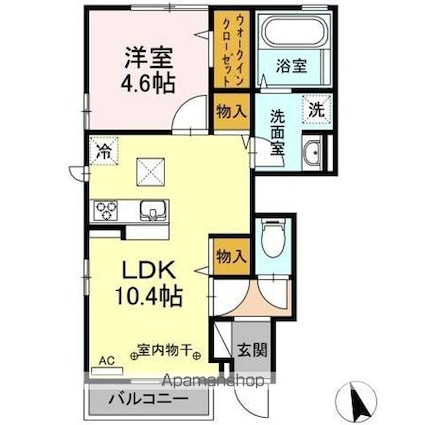 ルミエール輝[1LDK/39.6m2]の間取図