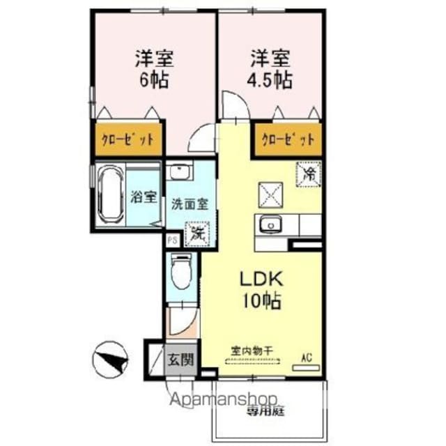 和歌山県和歌山市松島[2LDK/48.09m2]の間取図