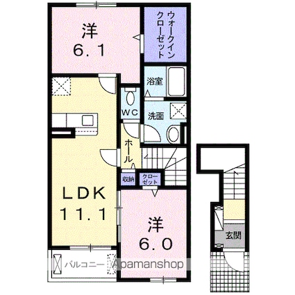 フォレ・リーヴルＢ[2LDK/58.64m2]の間取図