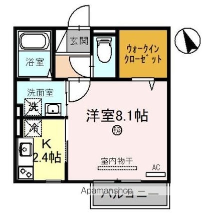 レークヴィラ[1K/30.3m2]の間取図