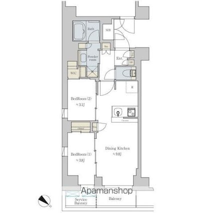 Ｂｒｉｌｌｉａ　ｉｓｔ　文京六義園[2DK/41.12m2]の間取図